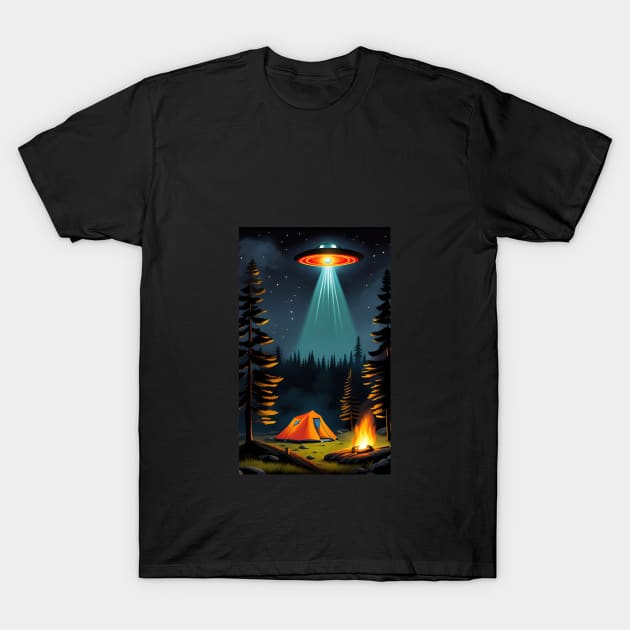 UFO over the Camping T-Shirt by roswellboutique